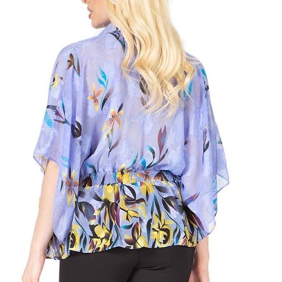 Vertigo Paris Flowy Semi Sheer Print Blouse Size Medium - Picture 2 of 5